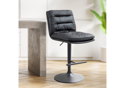 Lot de 2 tabourets de bar Damar simili cuir noir noir