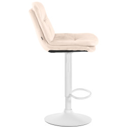 Tabouret de bar en velours Laurel, blanc crème