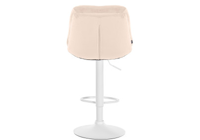 Tabouret de bar en velours Laurel, blanc/crème
