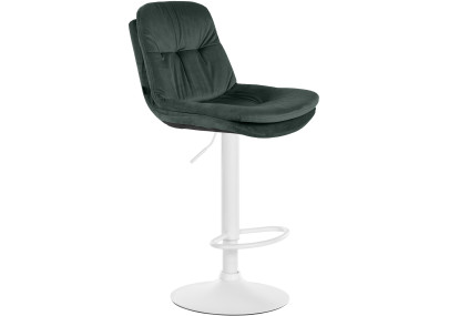 Banqueta alta Laurel, veludo, branco/verde escuro