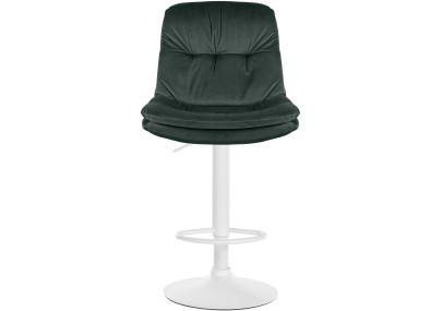 Tabouret de bar Laurel, velours, blanc/vert foncé