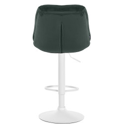 Tabouret de bar Laurel, velours, blanc/vert foncé