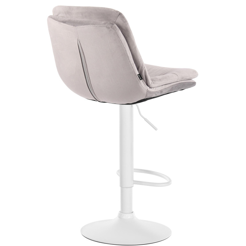 Tabouret de bar Laurel, velours, blanc/gris