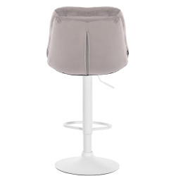 Tabouret de bar en velours Laurel, blanc gris