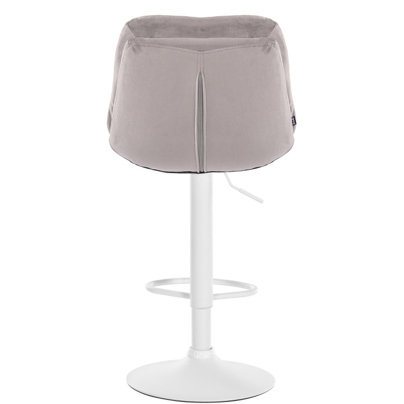 Tabouret de bar en velours Laurel, blanc gris