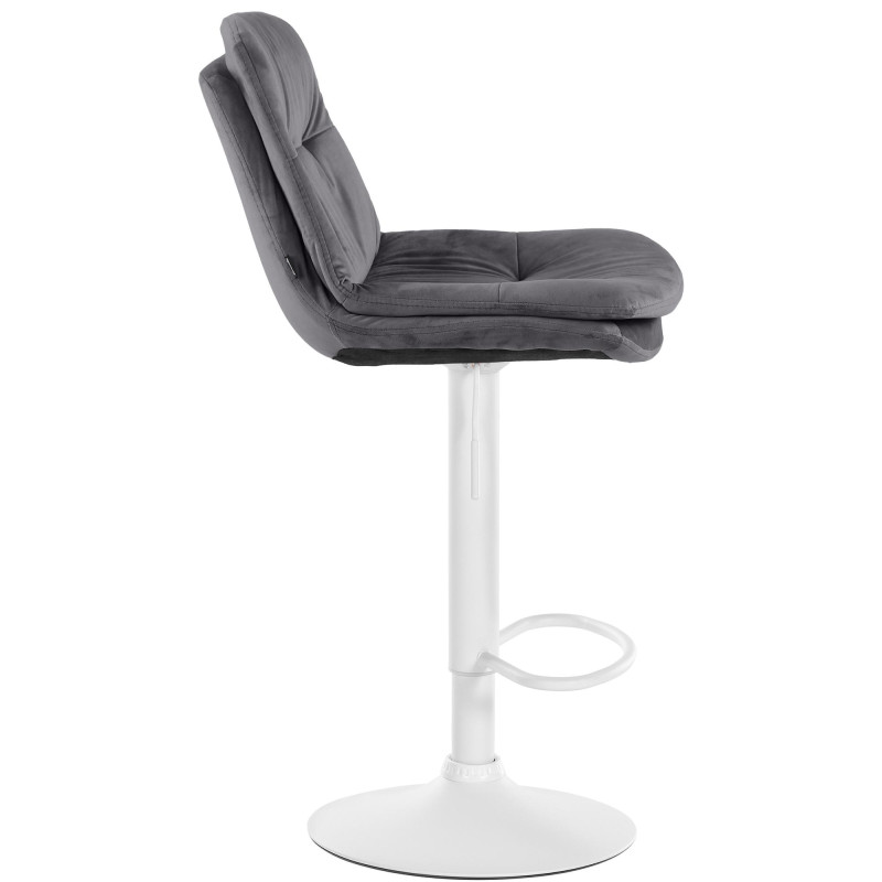 Tabouret de bar Laurel, velours, blanc/gris foncé