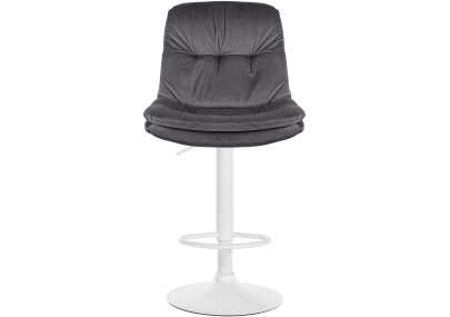 Tabouret de bar Laurel, velours, blanc/gris foncé