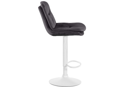 Tabouret de bar en velours Laurel, blanc/noir