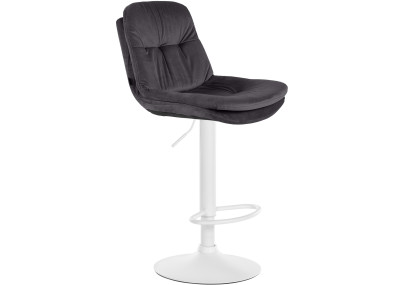 Tabouret de bar en velours Laurel, blanc/noir