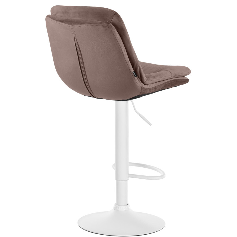 Tabouret de bar en velours Laurel, blanc/marron