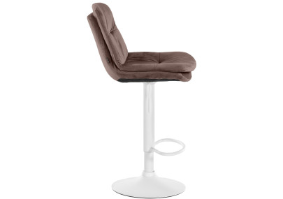 Tabouret de bar en velours Laurel, blanc/marron
