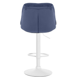 Tabouret de bar en velours Laurel, blanc/bleu