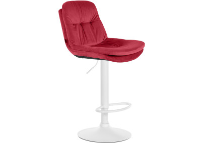 Sgabello da bar in velluto Laurel, bianco/rosso