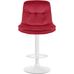 Tabouret de bar en velours Laurel, blanc/rouge