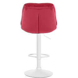 Tabouret de bar en velours Laurel, blanc/rouge