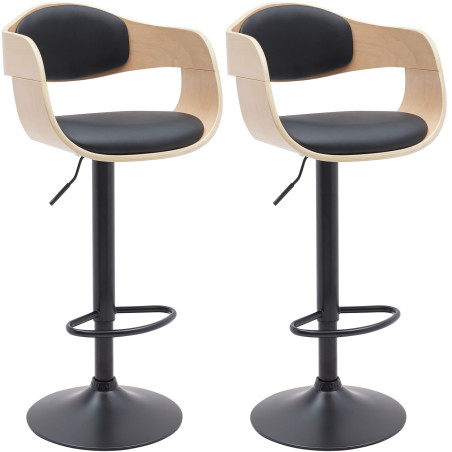 Ensemble de 2 tabourets de bar Kingston B en similicuir naturel/noir