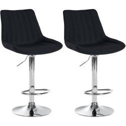 Ensemble de 2 tabourets de bar Toni, tissu, chrome noir