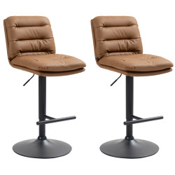 Lot de 2 tabourets de bar Damar, similicuir, noir brun clair