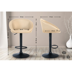 Tabouret de bar Davie, similicuir, noir crème