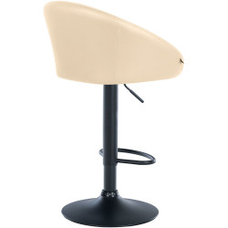 Tabouret de bar Davie, similicuir, noir crème