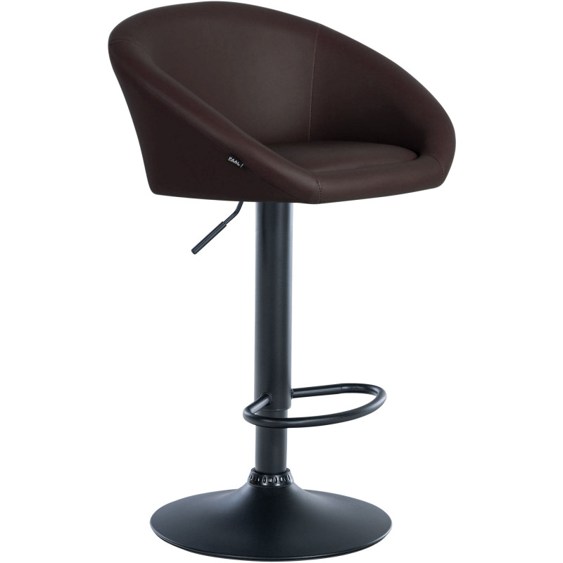 Tabouret de bar Davie, similicuir, noir/marron