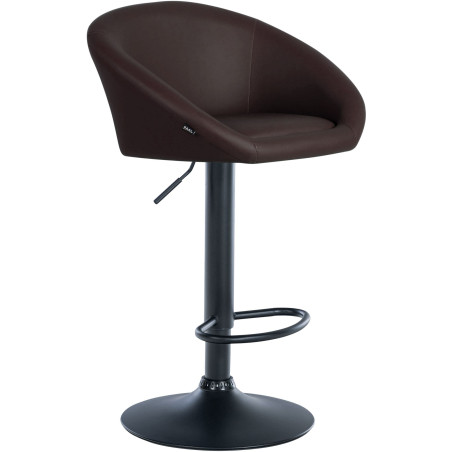 Tabouret de bar Davie, similicuir, noir/marron
