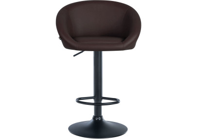Tabouret de bar Davie, similicuir, noir/marron