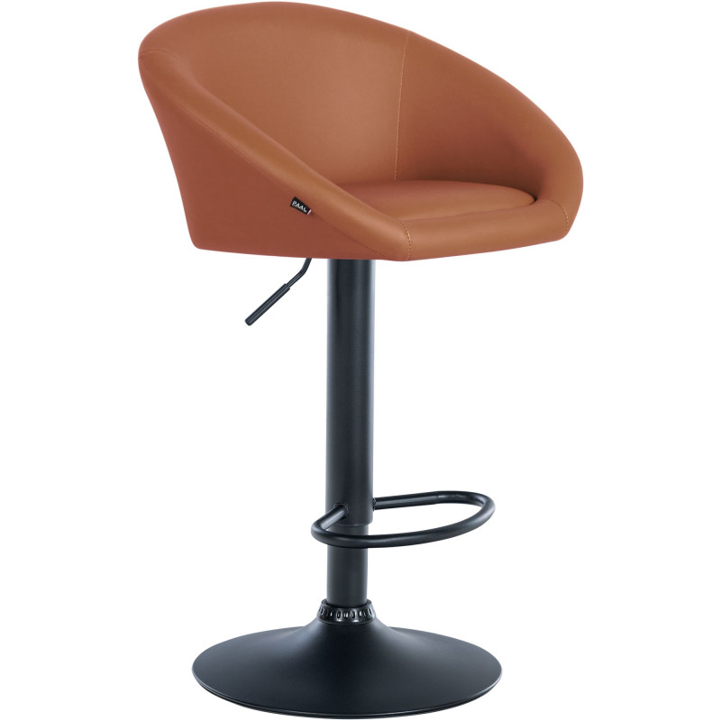 Tabouret de bar Davie, similicuir, noir brun clair