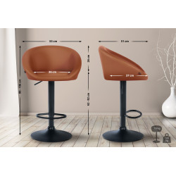 Tabouret de bar Davie, similicuir, noir brun clair