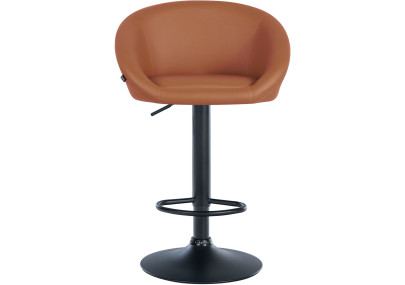 Taburete de bar Davie, polipiel, negro/marrón claro