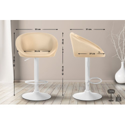 Tabouret de bar Davie, similicuir, blanc crème