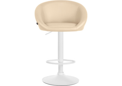 Tabouret de bar Davie, similicuir, blanc/crème