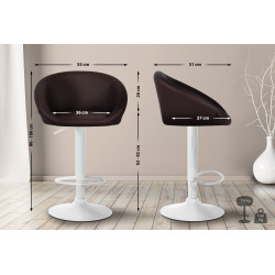 Tabouret de bar Davie, similicuir, blanc/marron