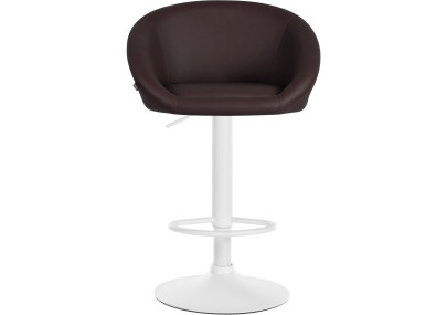 Tabouret de bar Davie, similicuir, blanc/marron