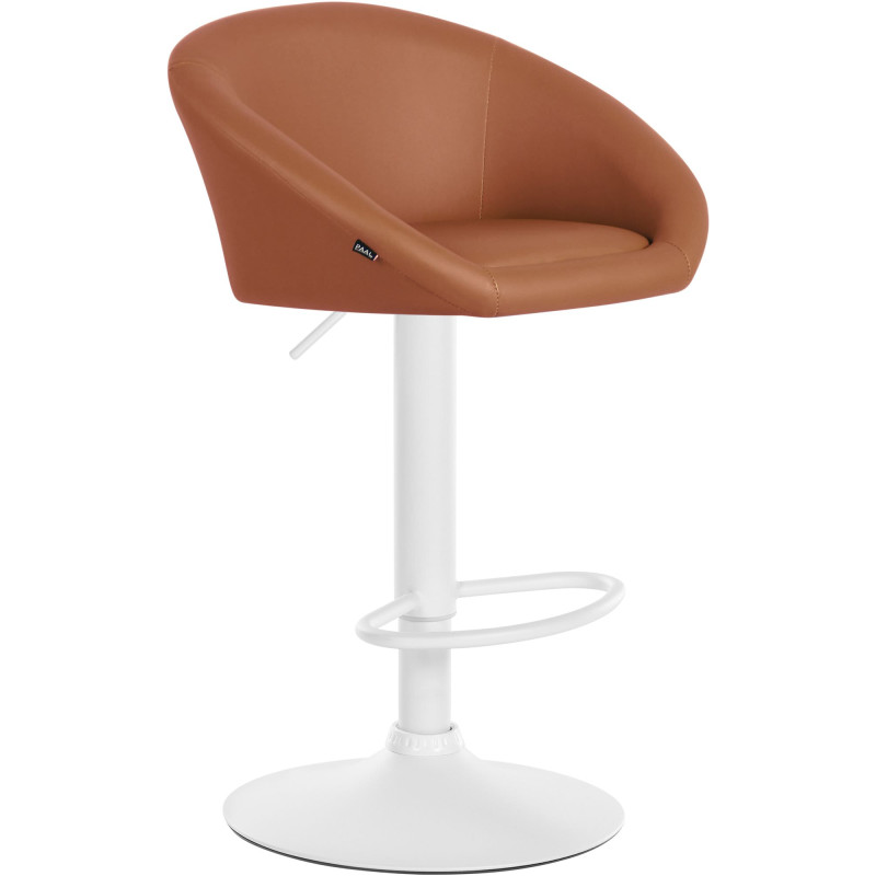 Tabouret de bar Davie, similicuir, blanc brun clair
