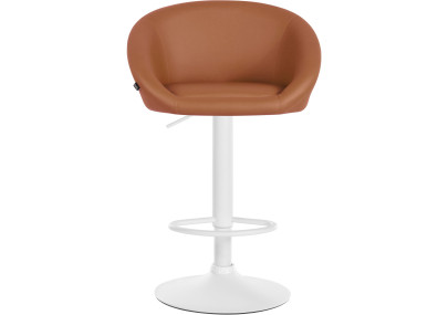 Tabouret de bar Davie, similicuir, blanc/marron clair