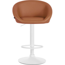 Tabouret de bar Davie, similicuir, blanc brun clair