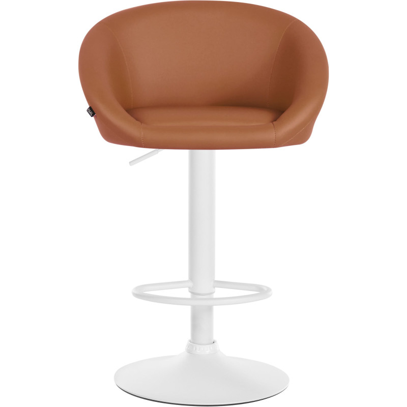 Tabouret de bar Davie, similicuir, blanc/marron clair