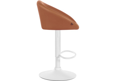 Tabouret de bar Davie, similicuir, blanc/marron clair