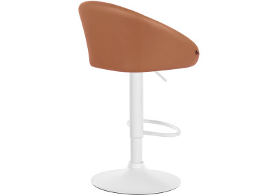 Tabouret de bar Davie, similicuir, blanc/marron clair