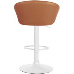 Tabouret de bar Davie, similicuir, blanc/marron clair