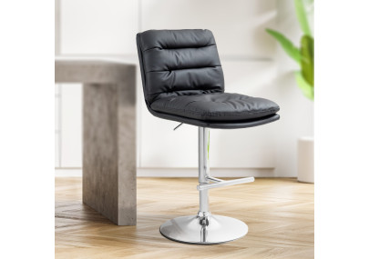 Lot de 2 tabourets de bar Damar simili cuir chrome noir