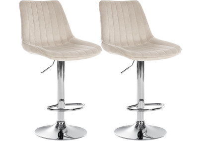 Conjunto de 2 banquetas de bar Toni em veludo, cromado e creme.