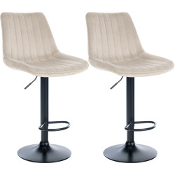 Set di 2 sgabelli da bar in velluto Toni, nero e crema