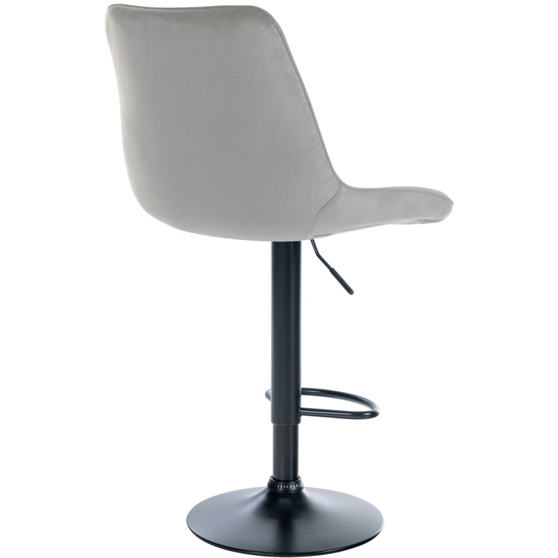 Ensemble de 2 tabourets de bar Toni en velours, noir et gris