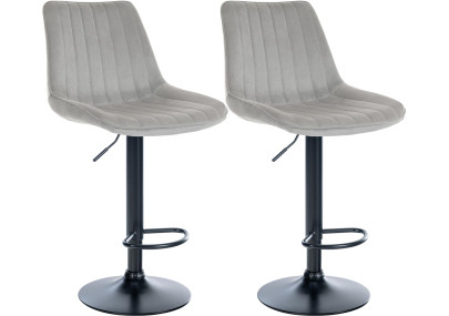 Conjunto de 2 banquetas de bar Toni, em veludo, preto e cinza.