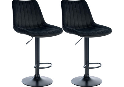 Lot de 2 tabourets de bar Toni en velours noir