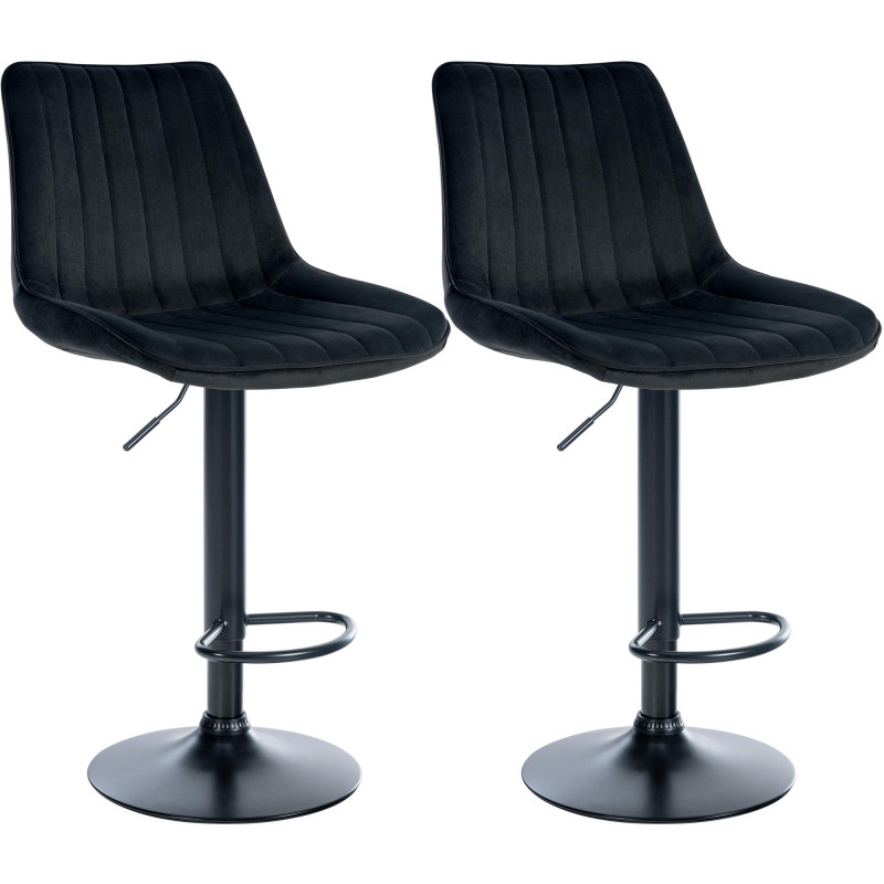 Lot de 2 tabourets de bar Toni en velours noir noir