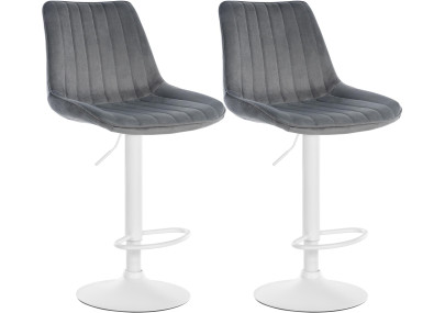Conjunto de 2 banquetas de bar Toni em veludo, branco/cinza escuro