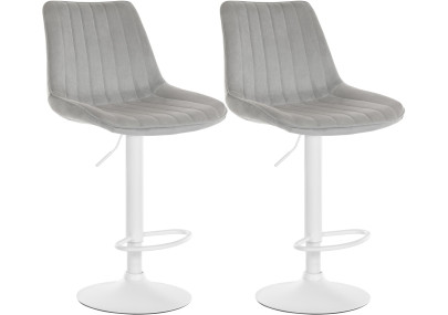 Conjunto de 2 banquetas de bar Toni em veludo, branco/cinza